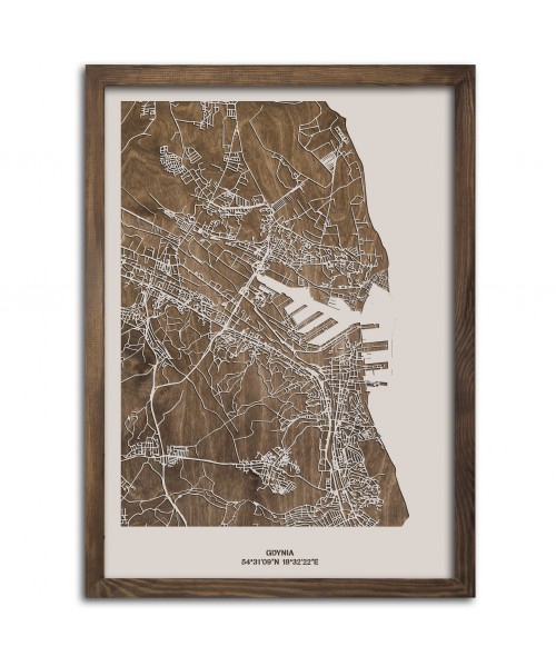 Drewniana mapa miasta: Gdynia | boscohome.pl