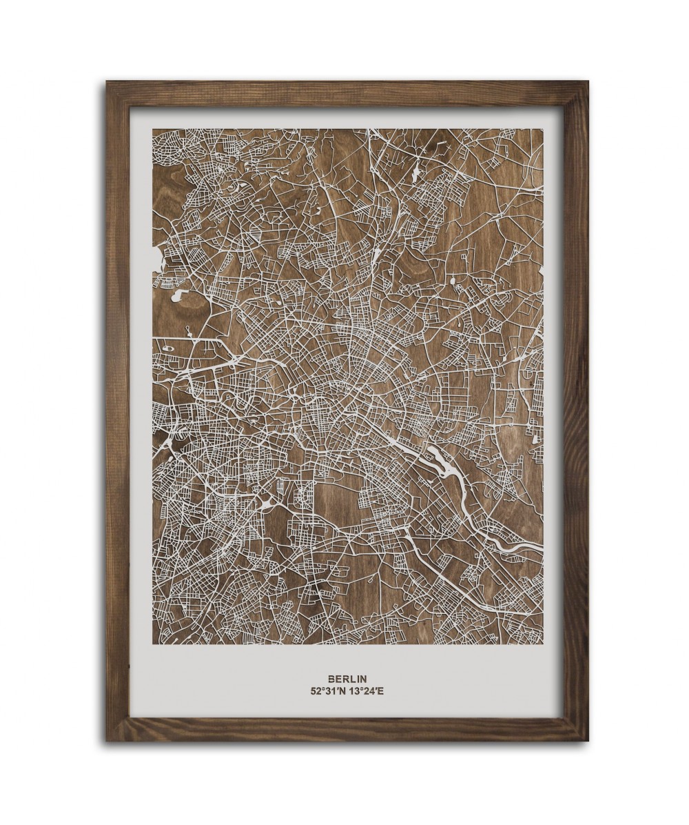 Drewniany Obraz Berlin - Plakat z Mapą Miasta - Dostosuj | Boscohome