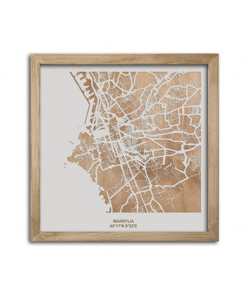 Drewniana mapa miasta: Marsylia | boscohome.pl
