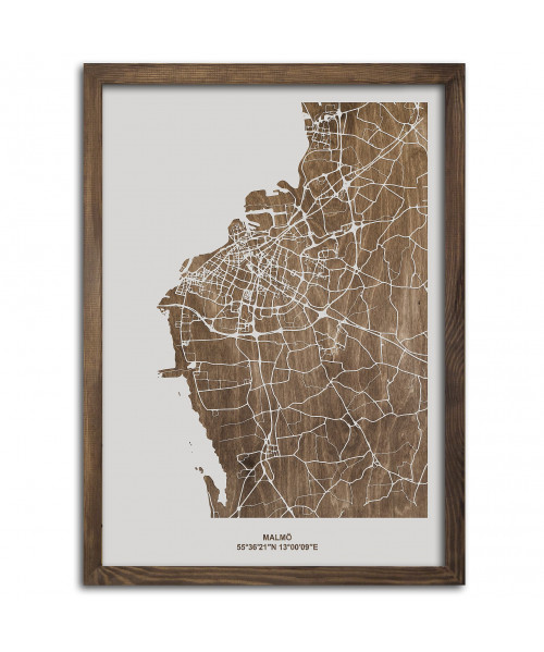 Drewniany Obraz Malmo - Plakat z Mapą Miasta - Dostosuj | boscohome.pl