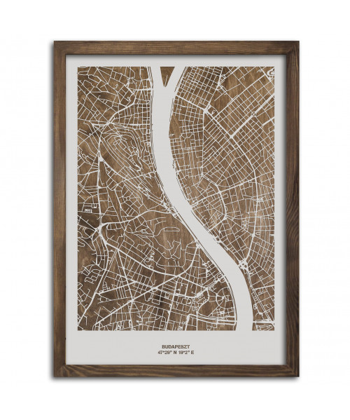 Drewniany Obraz Budapeszt - Plakat z Mapą Miasta - Dostosuj | boscohome.pl
