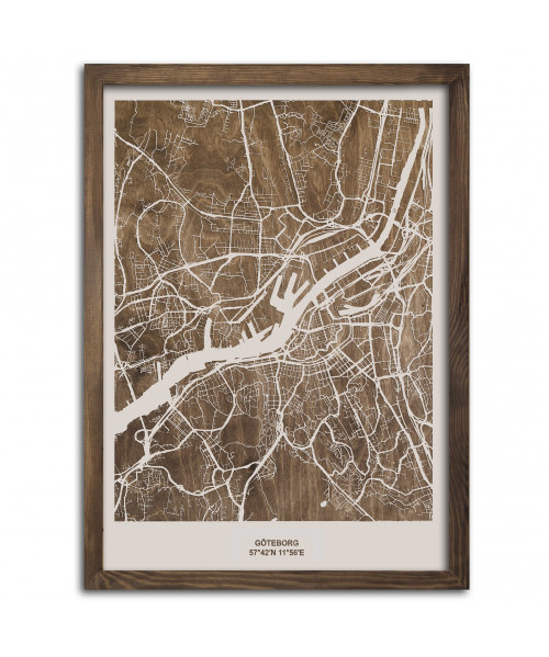 Drewniany Obraz Göteborg - Plakat z Mapą Miasta - Dostosuj | boscohome.pl