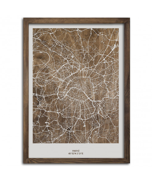 Drewniany Obraz Paryż - Plakat z Mapą Miasta - Dostosuj | boscohome.pl