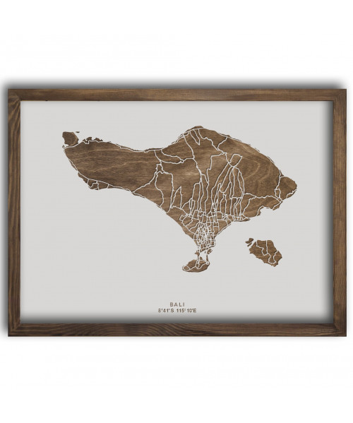 Drewniany Obraz Bali - Plakat z Mapą Miasta - Dostosuj | boscohome.pl