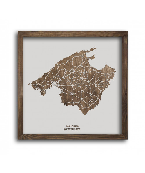 Drewniany Obraz Majorka - Plakat z Mapą Miasta - Dostosuj | boscohome.pl