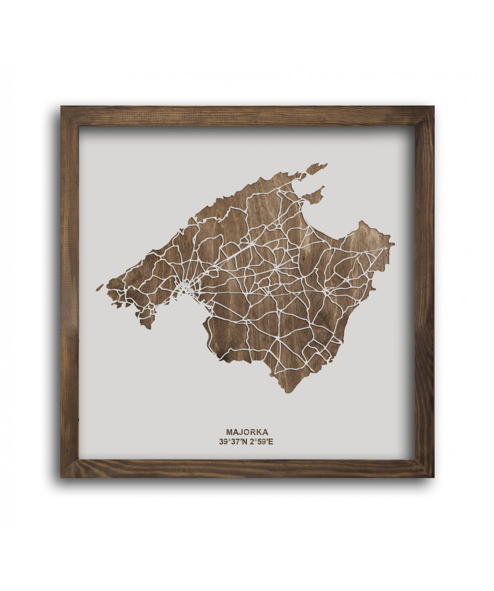 Drewniany Obraz Majorka - Plakat z Mapą Miasta - Dostosuj | boscohome.pl