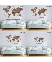 Mapa Świata?️ z Drewna z Nazwami Stanów USA, Kanady, Australii Zestaw