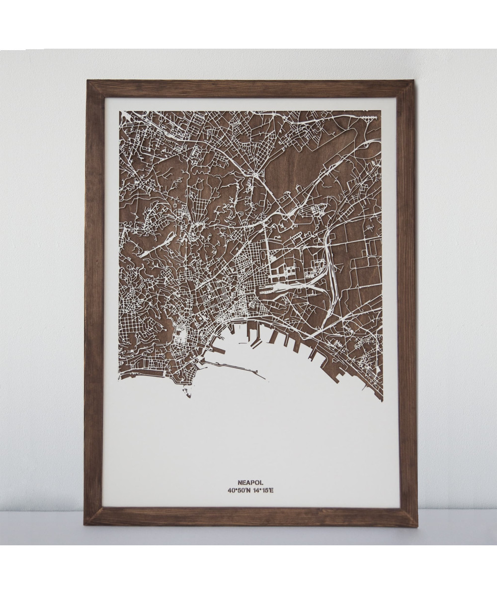 Drewniany Obraz Neapol - Plakat z Mapą Miasta - Dostosuj | Boscohome