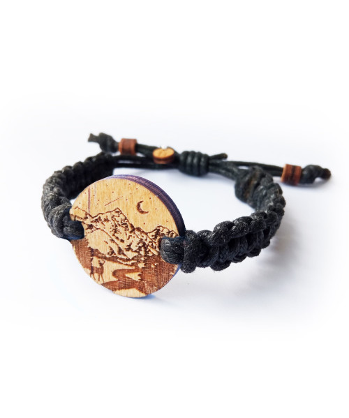 Wooden Engraved Bracelet - Night in the Mountains | Boscohome EU