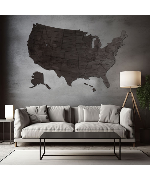 Drewniana Mapa USA | Boscohome |  Tworzone ręcznie w Polsce
