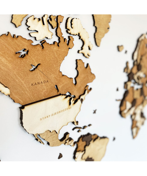 drewniana mapa świata 3d - mapa z drewna