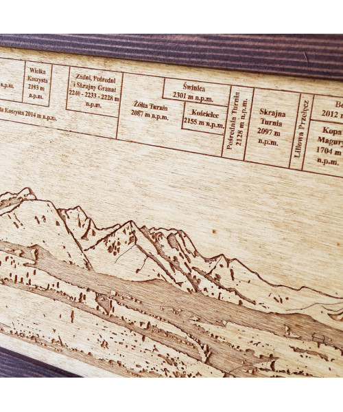 Drewniana Panorama Gór⛰️ - Tatry - Gerlach 72x29cm