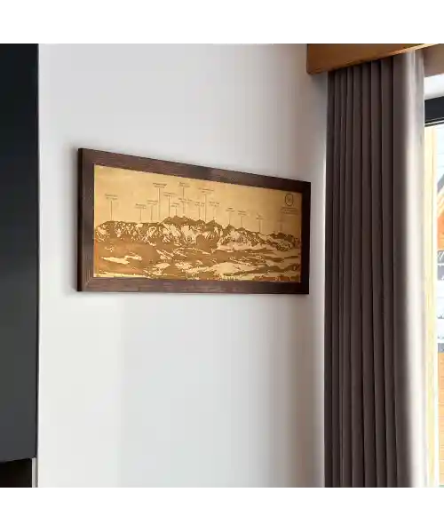 Drewniana Panorama Gór⛰️ - Tatry - Widok na Tatry Słowackie z polany w Sromowcach Wyżnych 70x25cm